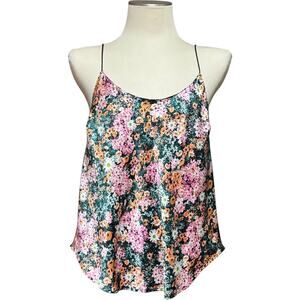 Victoria's Secret Spaghetti Strap Floral Print Cami Pink Green Orange Large